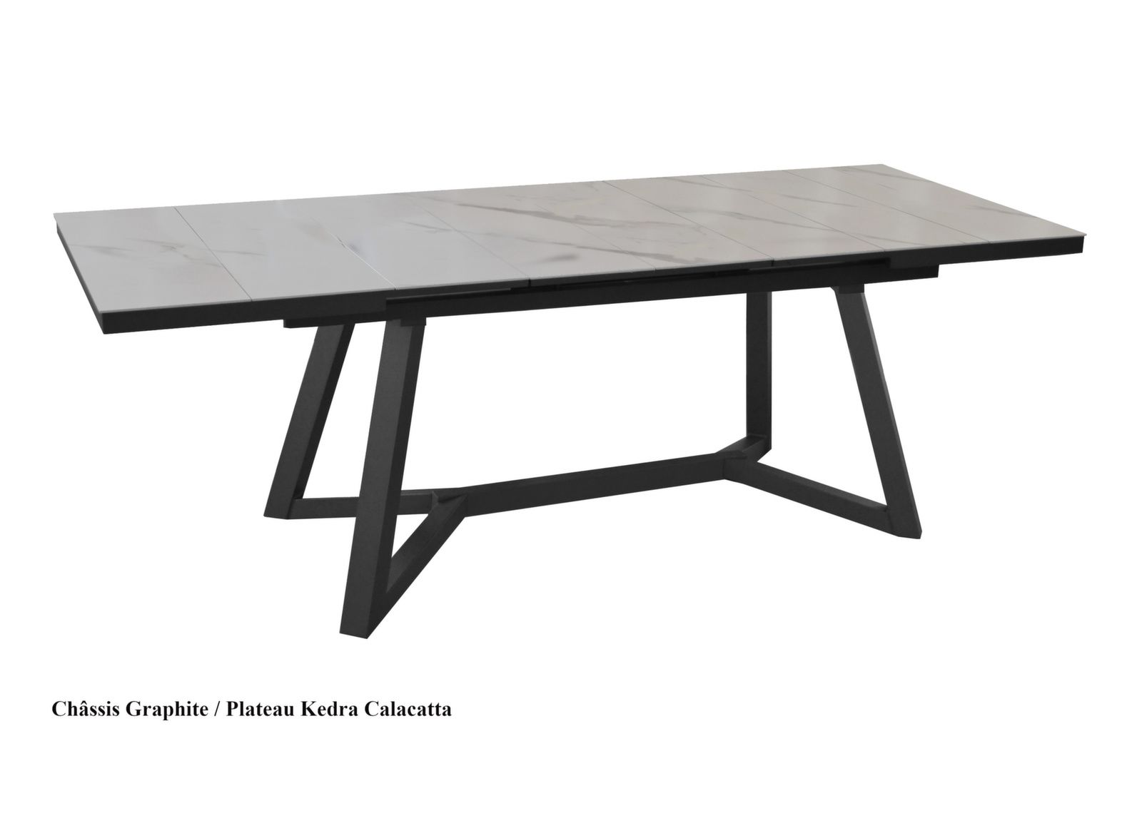 Ma table Agira 180/240 cm, plateau à lames Kedra® Calacatta