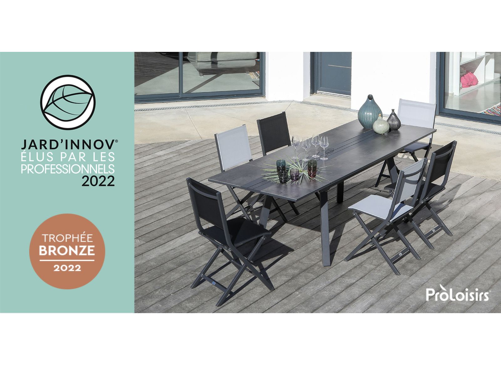 Table Zoza Fundermax® 150/200/250 cm + 6 chaises Thema
