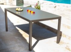 table de jardin en aluminium et plateau ciment fibré - Proloisirs