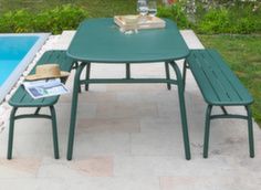 Set table et bancs aluminium pour espace extérieur - Proloisirs