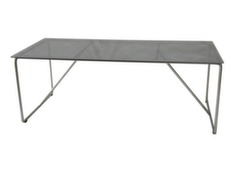 Table rectangle fixe inox et plateau verre - Proloisirs