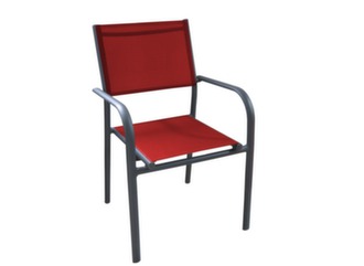 Lot de 6 fauteuils de jardin Duca gris et rouge - Proloisirs