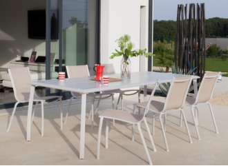 Table Azuro 225 x 100 cm + 6 chaises