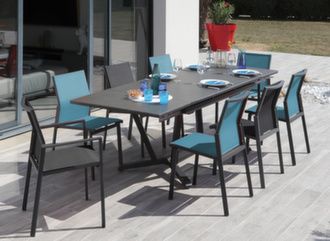 Table Vita Kedra® 150/200/250 cm + 6 assises Delia