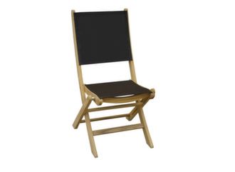Chaise pliante en bois teck toile noire - Proloisirs
